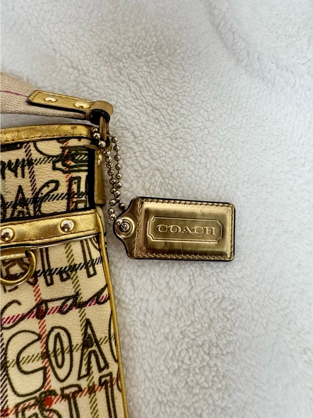 Coach Scribble Plaid Crossbody Bag Gold Trim Y2K Style 10993 - Picture 3 of 16